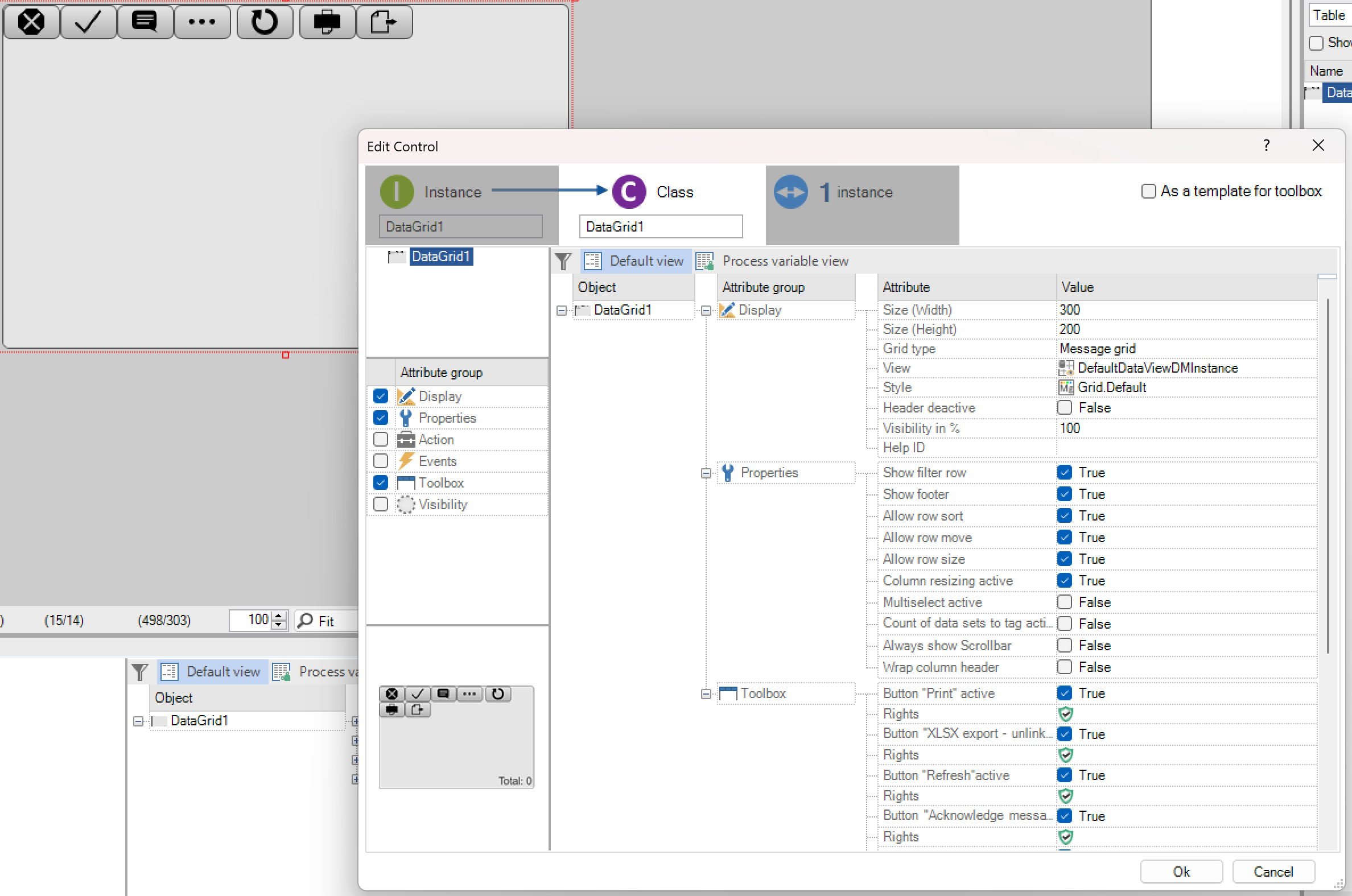Grid-Control Anzeige im Designer