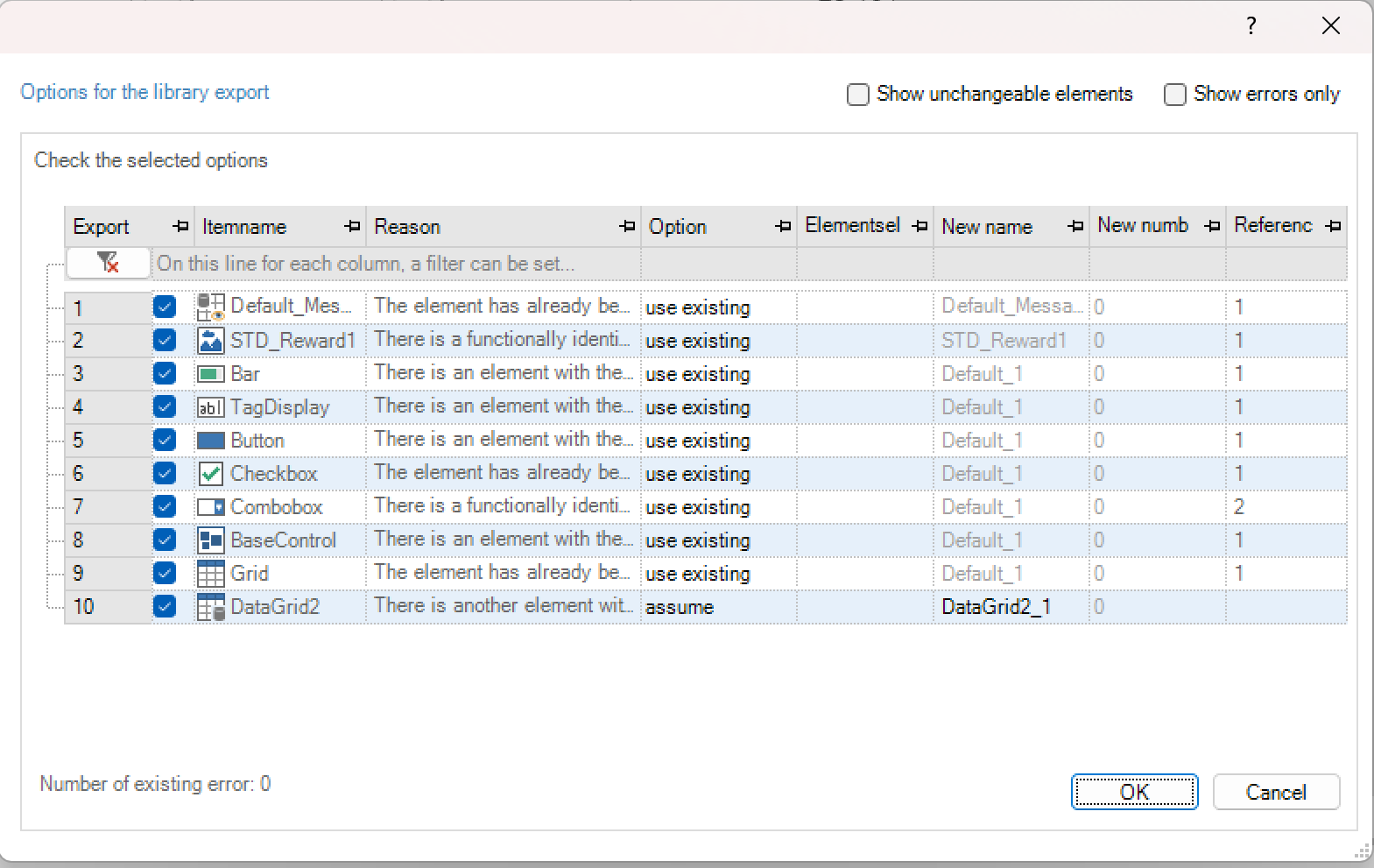Merge-Dialog Import/Export Bibliothek