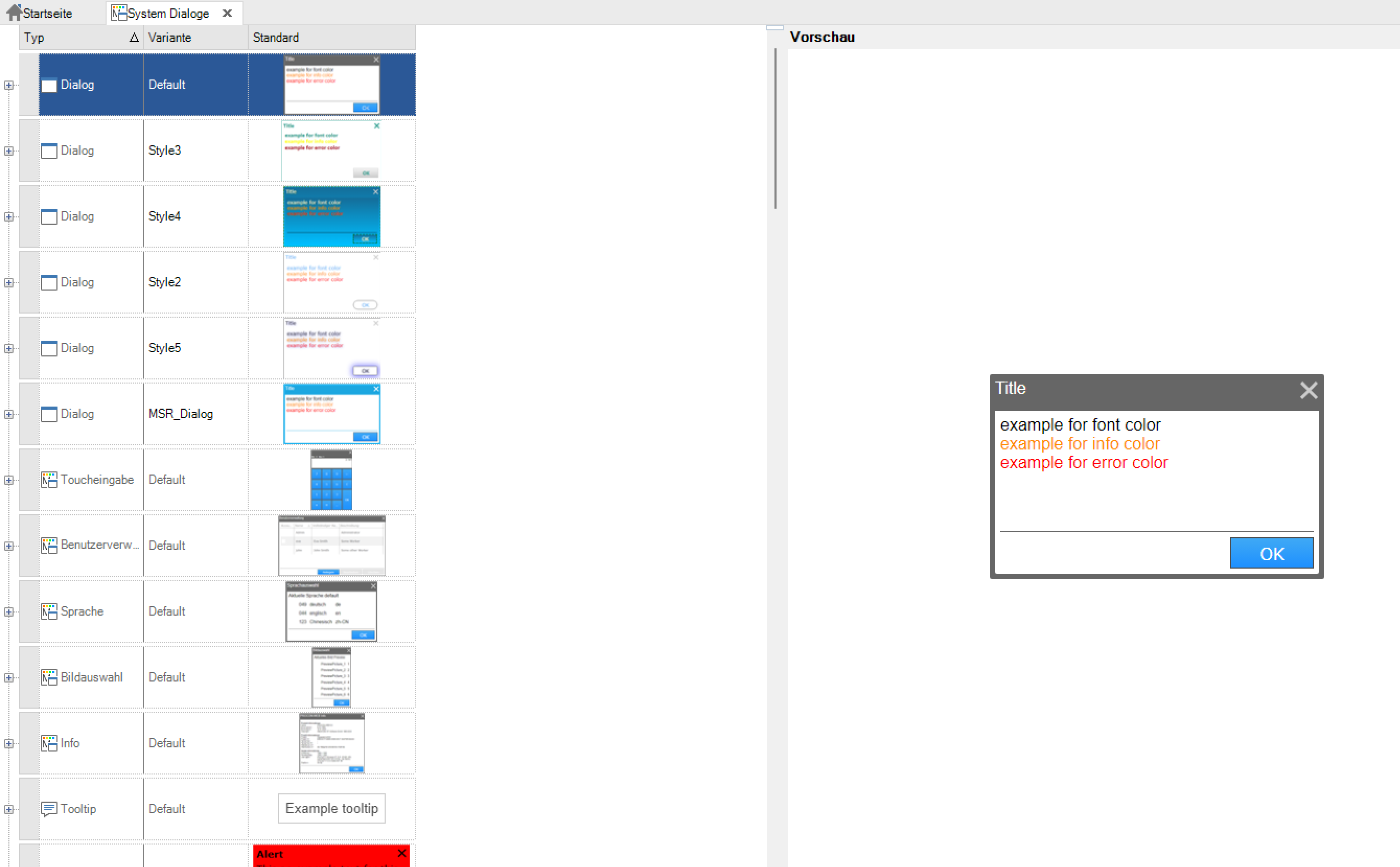 System dialogs