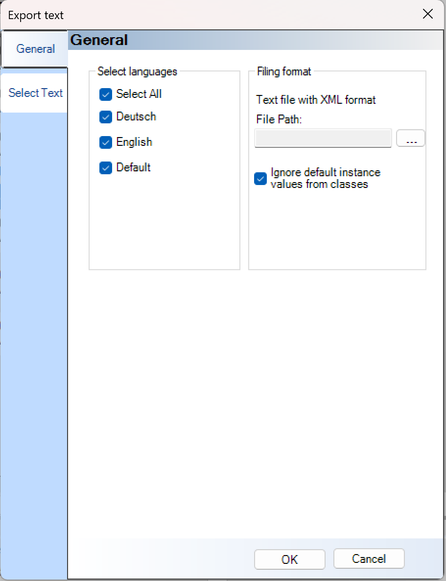 Textexport