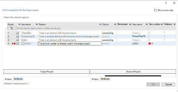 Merge-Dialog Element wird von einem anderen Element benötigt